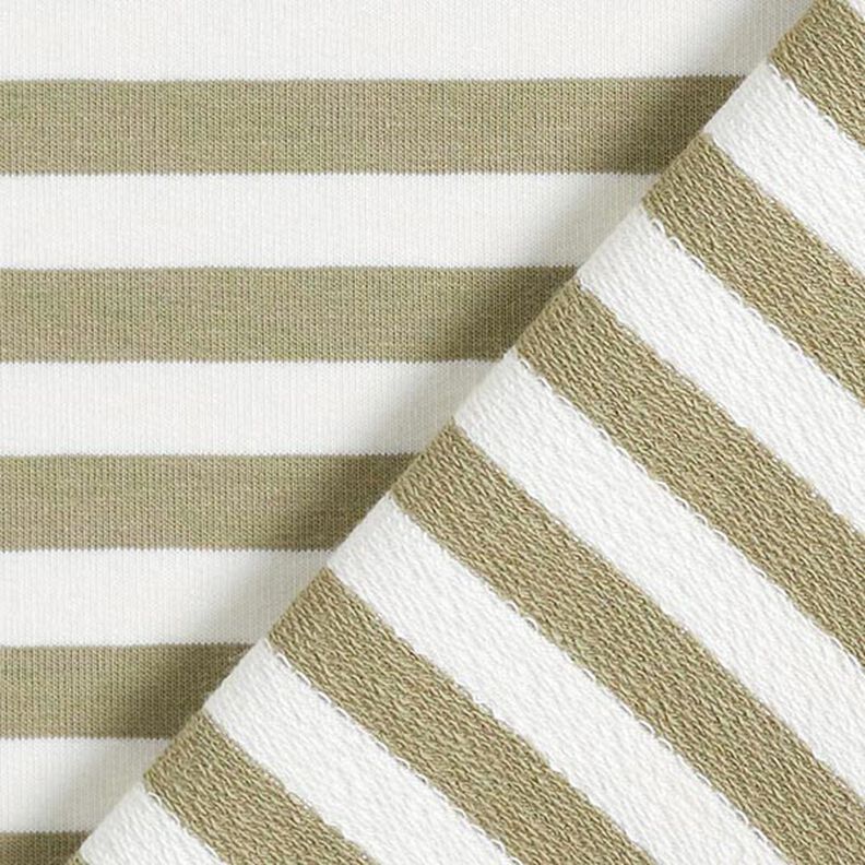 French Terry Yarn-Dyed Stripes – offwhite/light khaki,  image number 5
