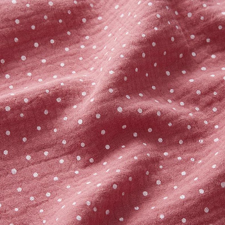 Double Gauze/Muslin Polka Dots – dusky pink/white,  image number 2