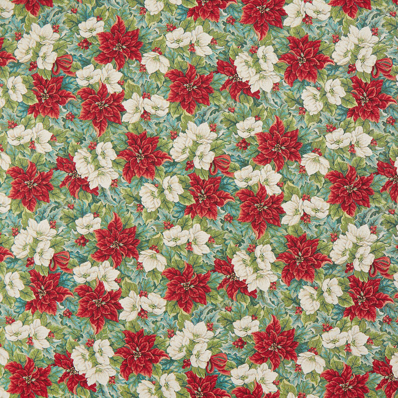 Decor Fabric Tapestry Fabric two-tone poinsettias – light beige/red,  image number 1