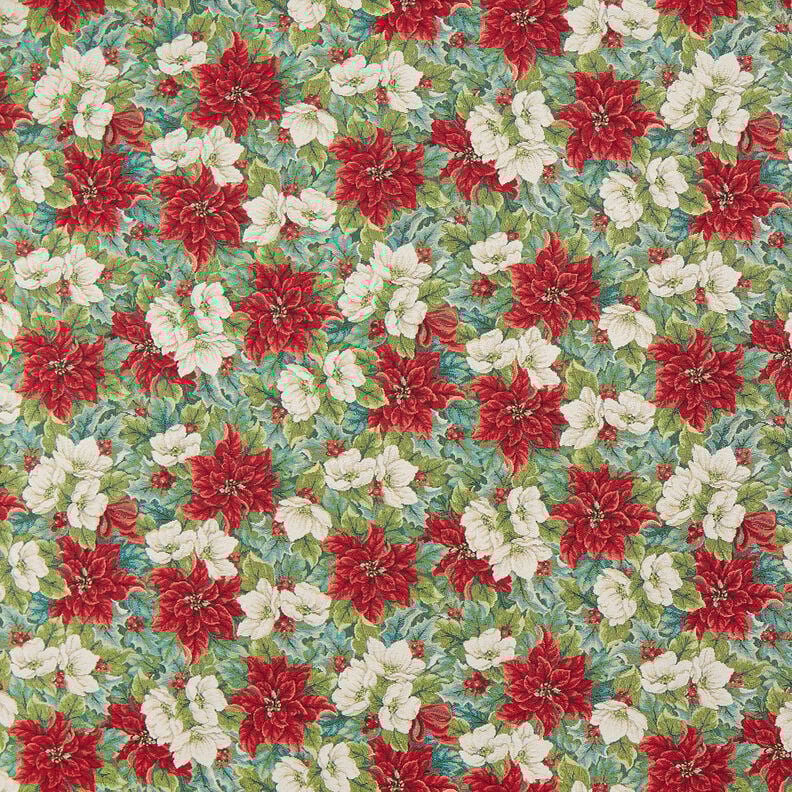 Decor Fabric Tapestry Fabric two-tone poinsettias – light beige/red, image number 1