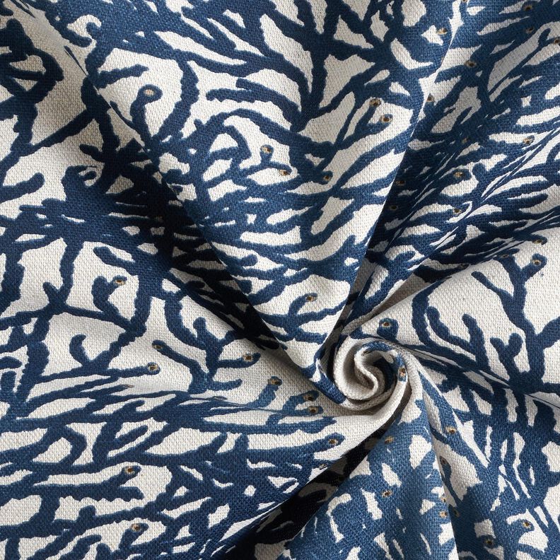 Decor Fabric Half Panama fine corals – navy blue/natural,  image number 3