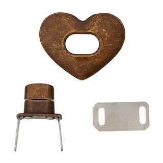 Bag Closure Heart  – bronze, 