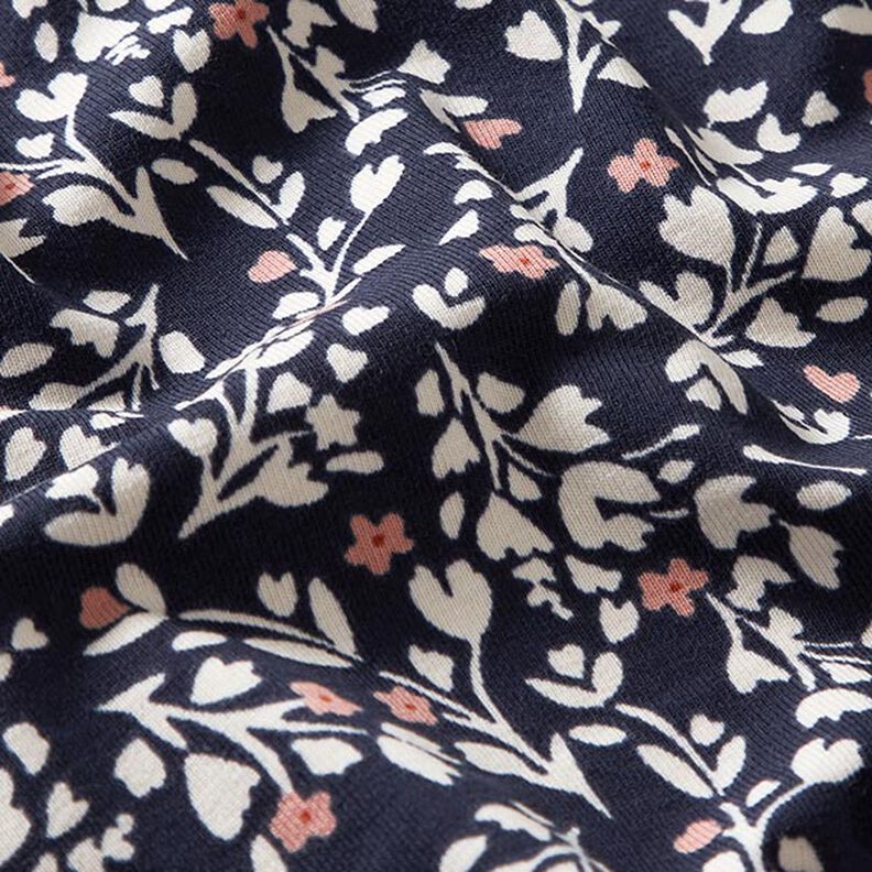 Cotton Jersey Sweet Little Flowers with Hearts – navy blue,  image number 2
