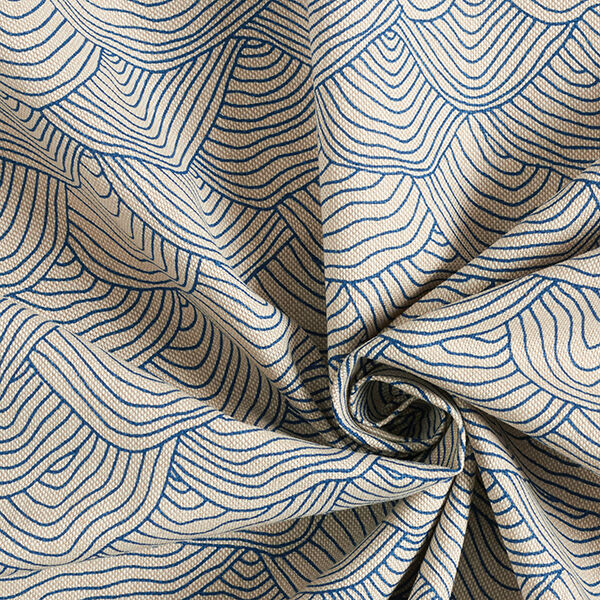 Decorative half Panama fabric Wave pattern – royal blue/natural,  image number 3