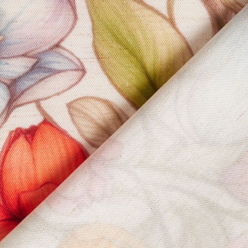Viscose Linen Blend Flowers and climbing roses – natural/fire red,  image number 4