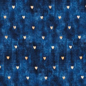 Cotton Jersey golden hearts | Glitzerpüppi – indigo, 