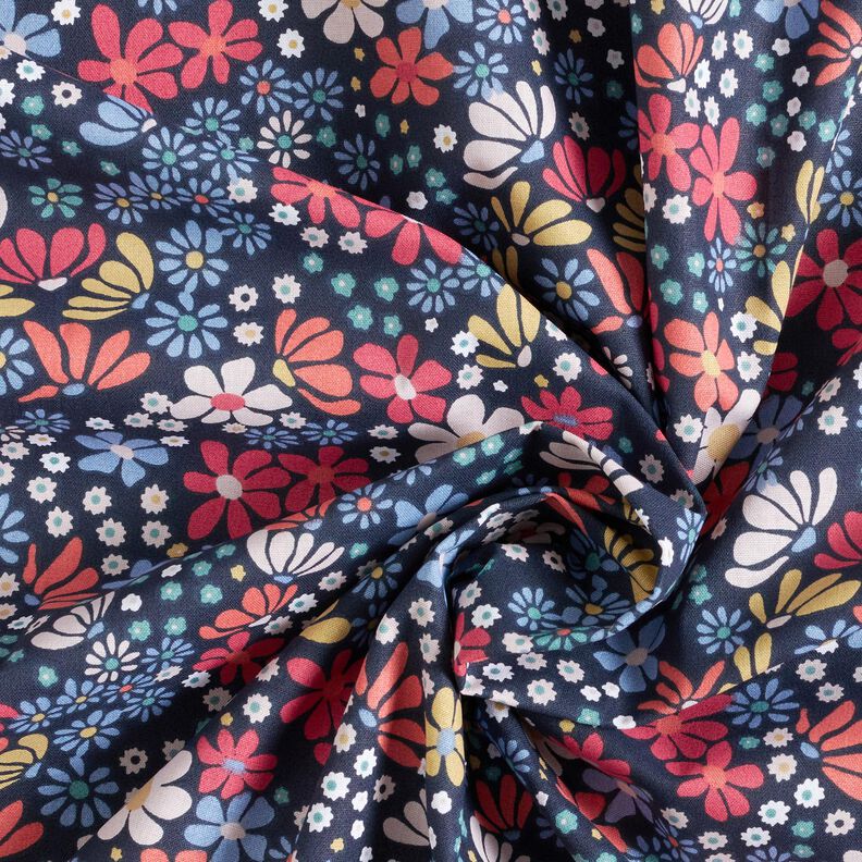 Cotton Cretonne assorted flowers – midnight blue,  image number 3