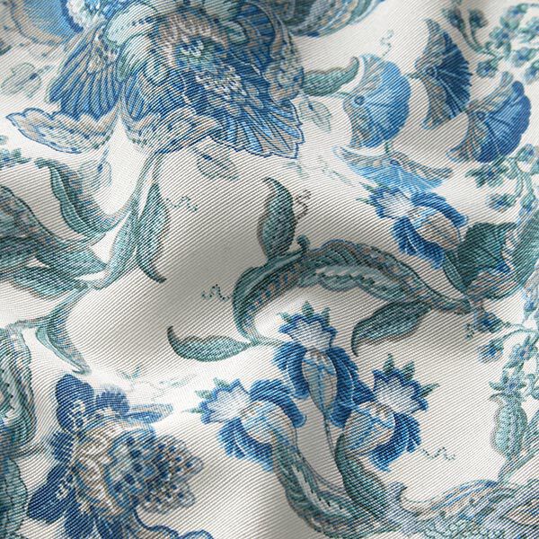 Decorative fabric Canvas Oriental ornamental flowers 280 cm – white/blue,  image number 2