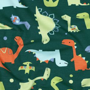 French Terry Dinosaurs | Poppy Fabrics – blue spruce/light green, 