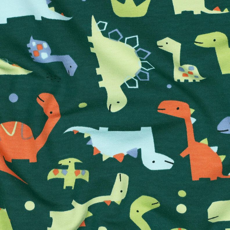French Terry Dinosaurs | Poppy Fabrics – blue spruce/light green,  image number 2