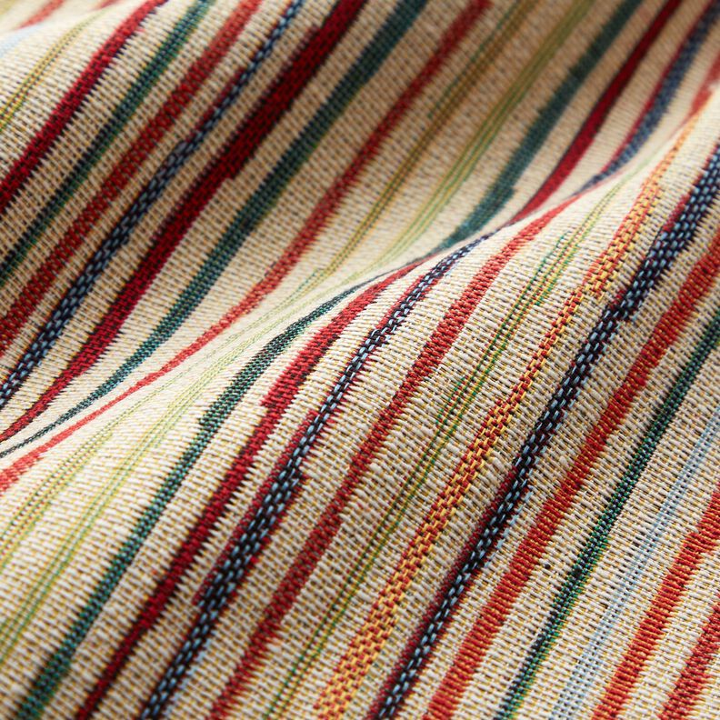 Decor Fabric Tapestry Fabric colourful stripes – light beige/carmine,  image number 2