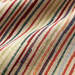 Decor Fabric Tapestry Fabric colourful stripes – light beige/carmine, 