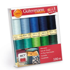 Sew-All Thread Set [ 100m | 10 pieces ] | Gütermann creativ – green/blue, 
