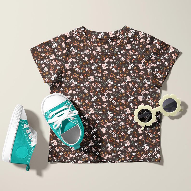 Cotton Jersey millefleurs – black brown,  image number 5