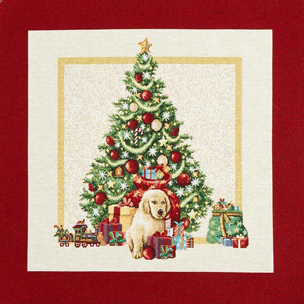 Decorative Panel Tapestry Fabric Holiday Dog – light beige/red,  image number 1