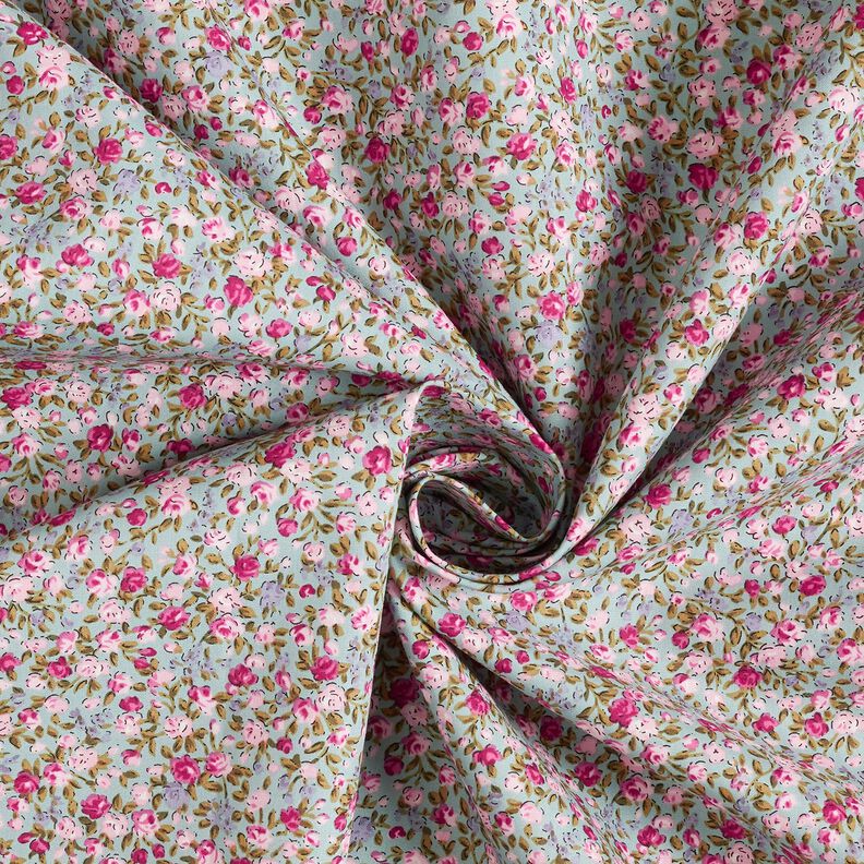 Cotton Poplin Sea of Roses – sky blue/light pink, image number 3