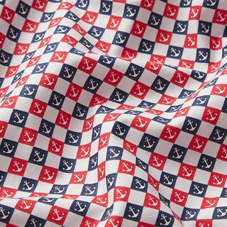Anchors on Diamonds Cotton Poplin – misty grey/navy blue, 