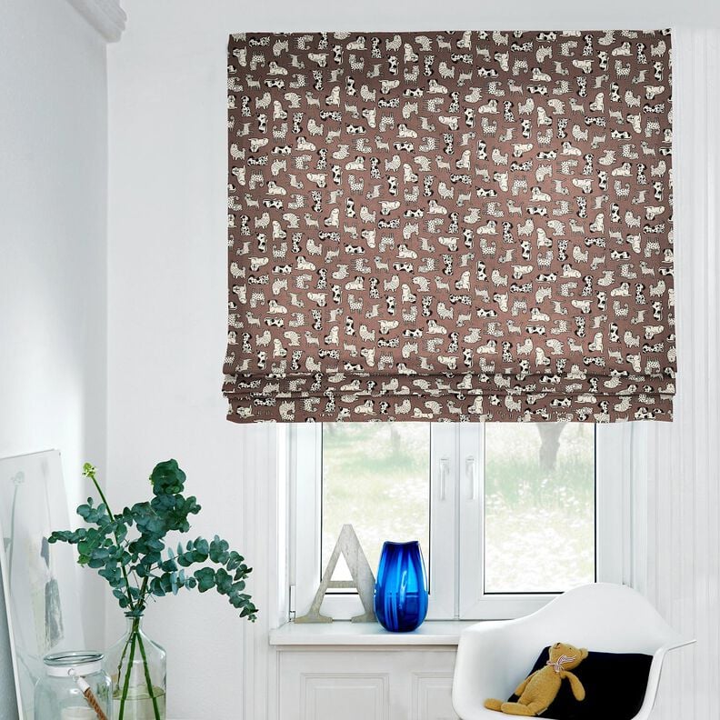 Decor Fabric Half Panama abstract dogs – dark brown/natural,  image number 5