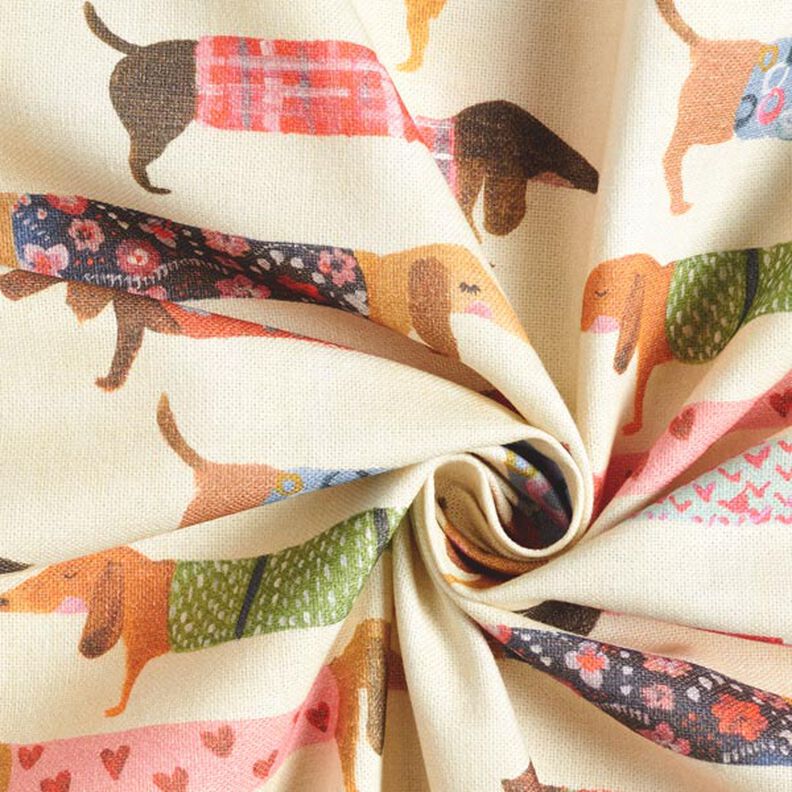 Dachshund Digital Print Panama – cream,  image number 3