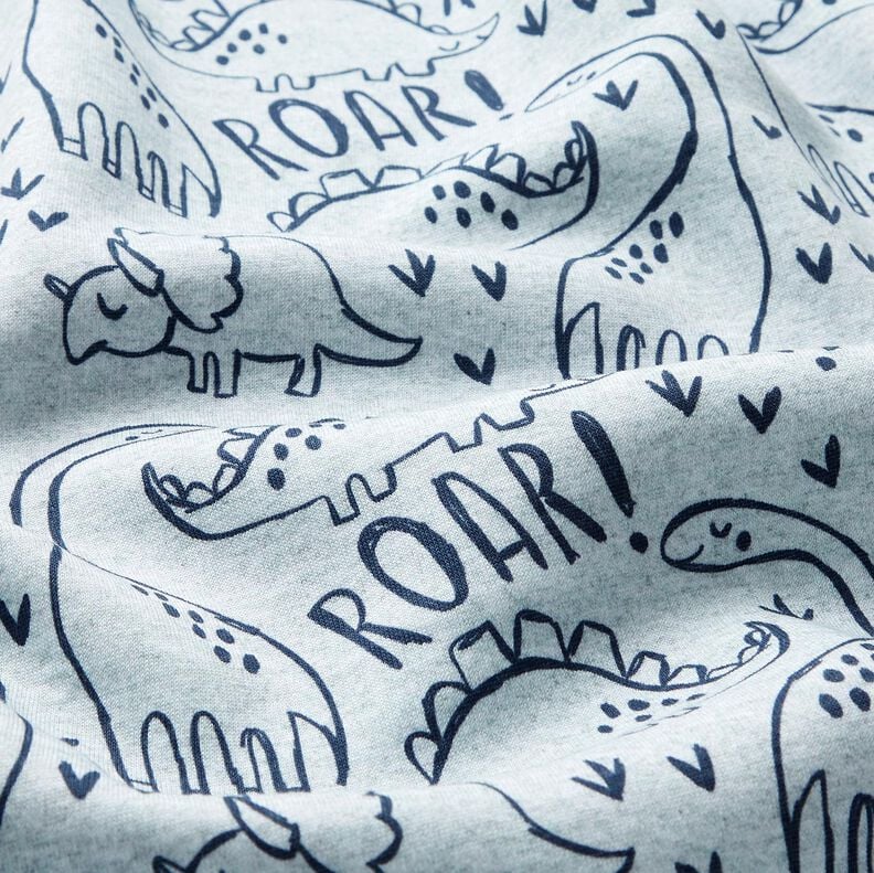Brushed Sweatshirt Fabric  Dinosaurs Digital Print &ndash; light grey,  image number 2