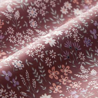 Coated Cotton colourful floral meadow – dark dusky pink/white, 