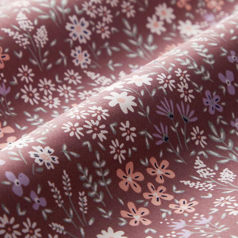 Coated Cotton colourful floral meadow – dark dusky pink/white,  image number 3