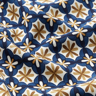 Retro Floral Print Viscose – white/blue, 