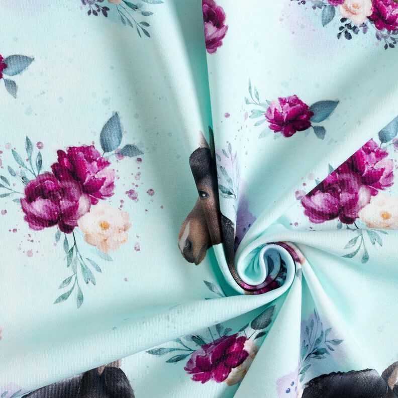 Cotton Jersey Flower Horse | Glitzerpüppi – ice blue/pastel violet,  image number 3