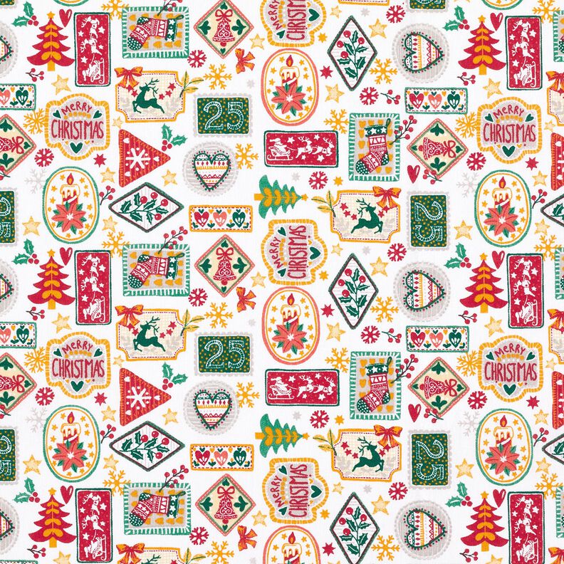 Cotton Poplin Christmas Pictures – white/carmine, image number 1
