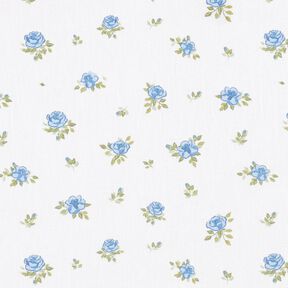 Cotton Poplin Delicate Roses – light blue/white, 