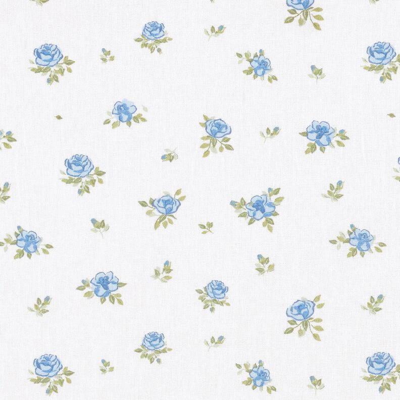 Cotton Poplin Delicate Roses – light blue/white,  image number 1
