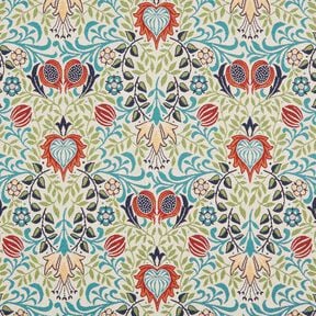 Decor Fabric Tapestry Fabric symmetrical tendrils – light beige/turquoise, 