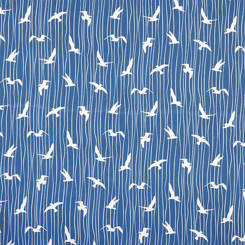 Decor Fabric Half Panama seagulls – ocean blue/white,  image number 1