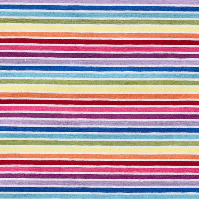 Cotton Jersey Rainbow Stripes – white/colour mix,  image number 1