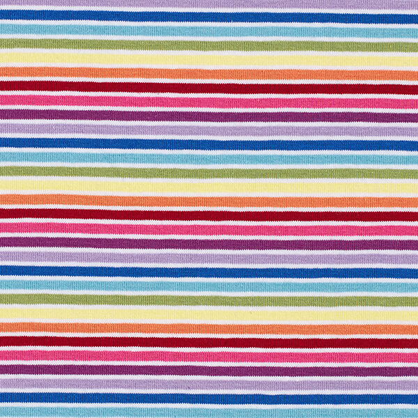 Cotton Jersey Rainbow Stripes – white/colour mix,  image number 1