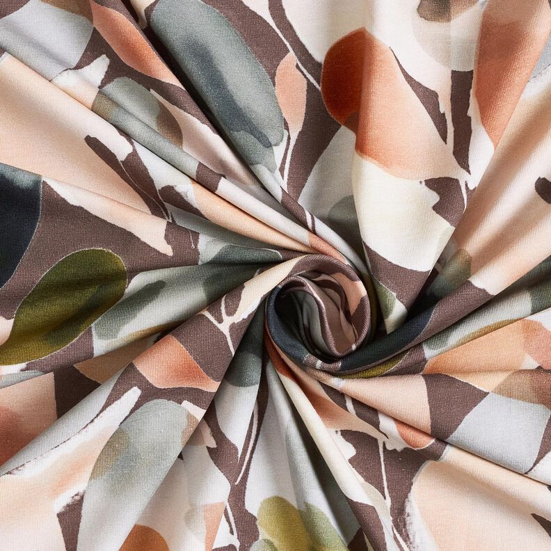 Cotton Jersey Watercolor flowers digital print – copper/pistachio, image number 3