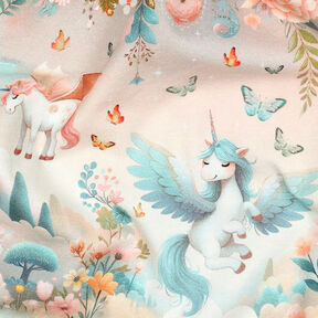 Cotton Jersey unicorns Digital Print | by Poppy – offwhite/eucalyptus, 