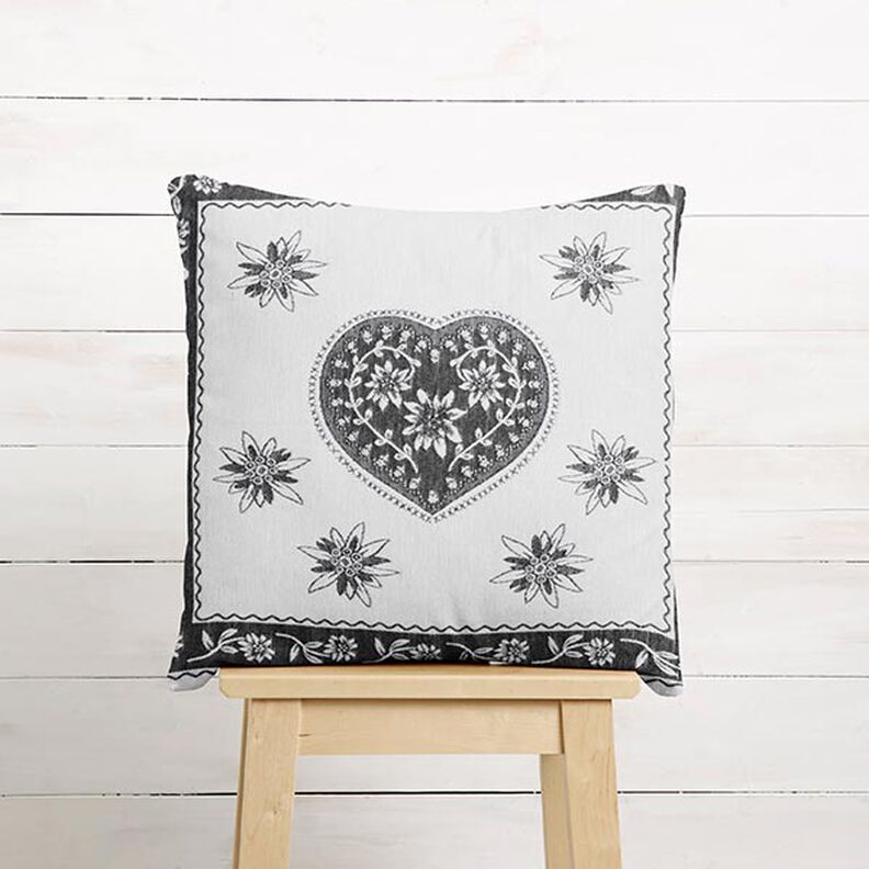 Decorative Panel Tapestry Fabric Alpine Heart – ivory/grey,  image number 5