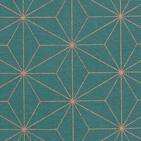 Decor Fabric Canvas Art Deco Stars – petrol/gold, 