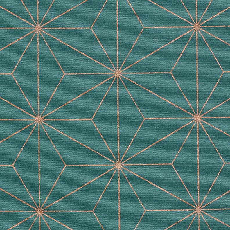 Decor Fabric Canvas Art Deco Stars – petrol/gold,  image number 1