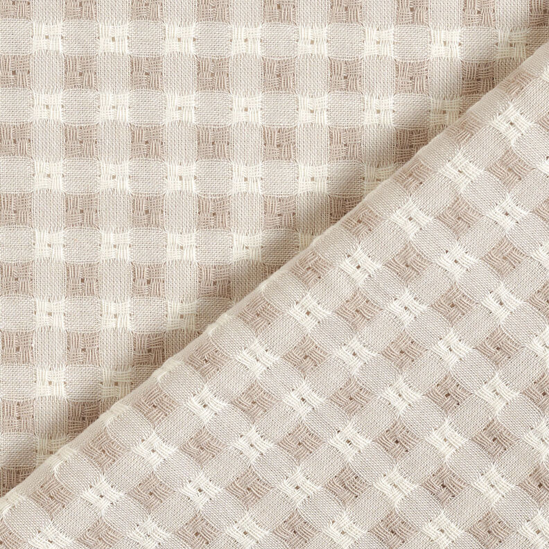 Textured check cotton fabric – white/cashew,  image number 5