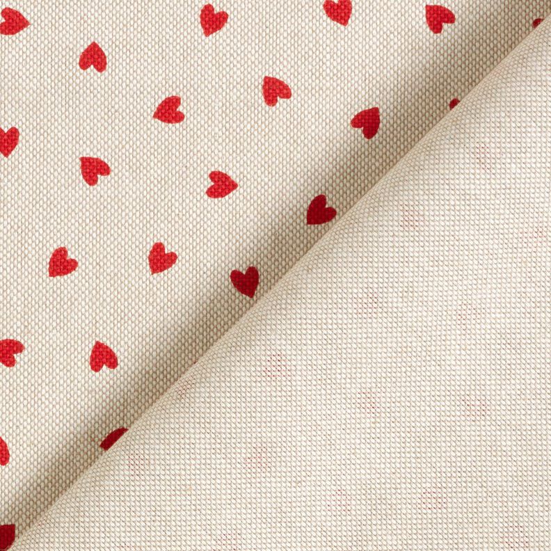 Decor Fabric Half Panama scattered mini hearts – natural/red,  image number 4