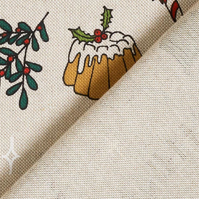 Decor Fabric Half Panama wintry sketches – natural/pine, image number 4