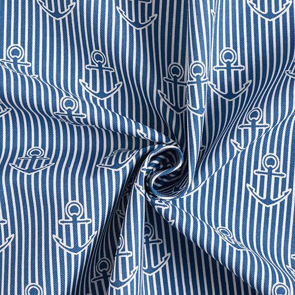 Decor Fabric Half Panama anchor – ocean blue/white, image number 3