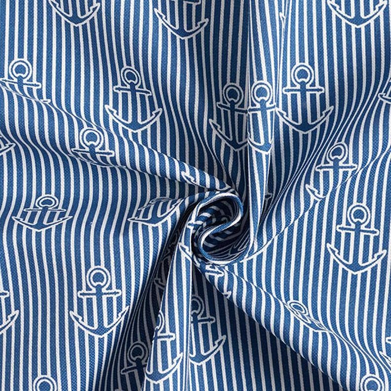 Decor Fabric Half Panama anchor – ocean blue/white,  image number 3