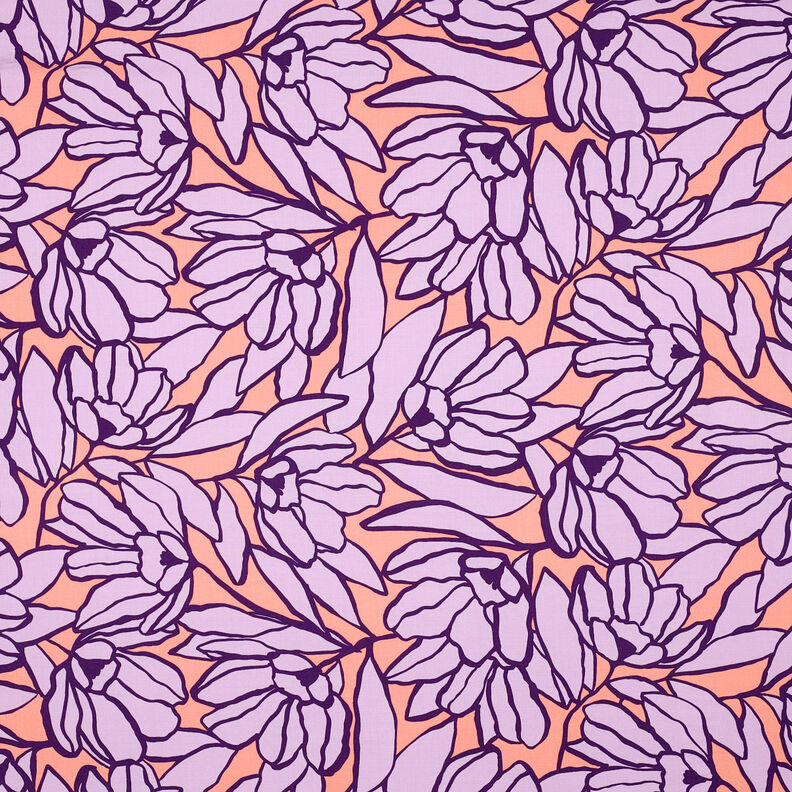 Lenzing Ecovero Inked Bouquet | Nerida Hansen – peach orange/lavender,  image number 1