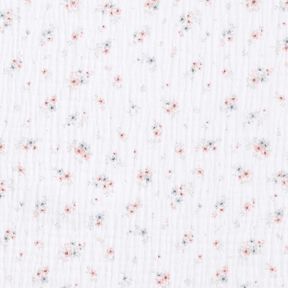 Double Gauze/Muslin romantic little flowers – white, 