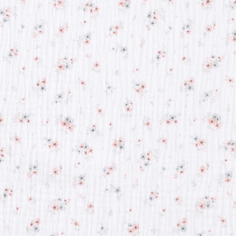 Double Gauze/Muslin romantic little flowers – white,  image number 1