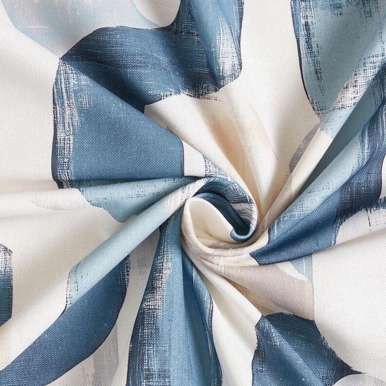 Decor Fabric Half Panama abstract chain – ivory/blue, image number 3