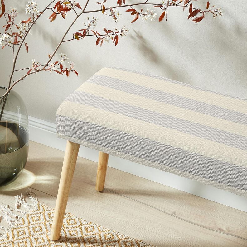 Decor Fabric Panama broad stripes &ndash; silver grey/light beige,  image number 5